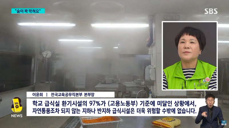 [SBS 단독 보도] '폐암 산재 승인' 113명…대책 없는 지하 급식실 어쩌나 / SBS 8뉴...